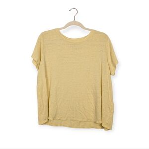 Eileen Fisher Yellow Organic Linen Jersey Short Sleeve Tee Size M